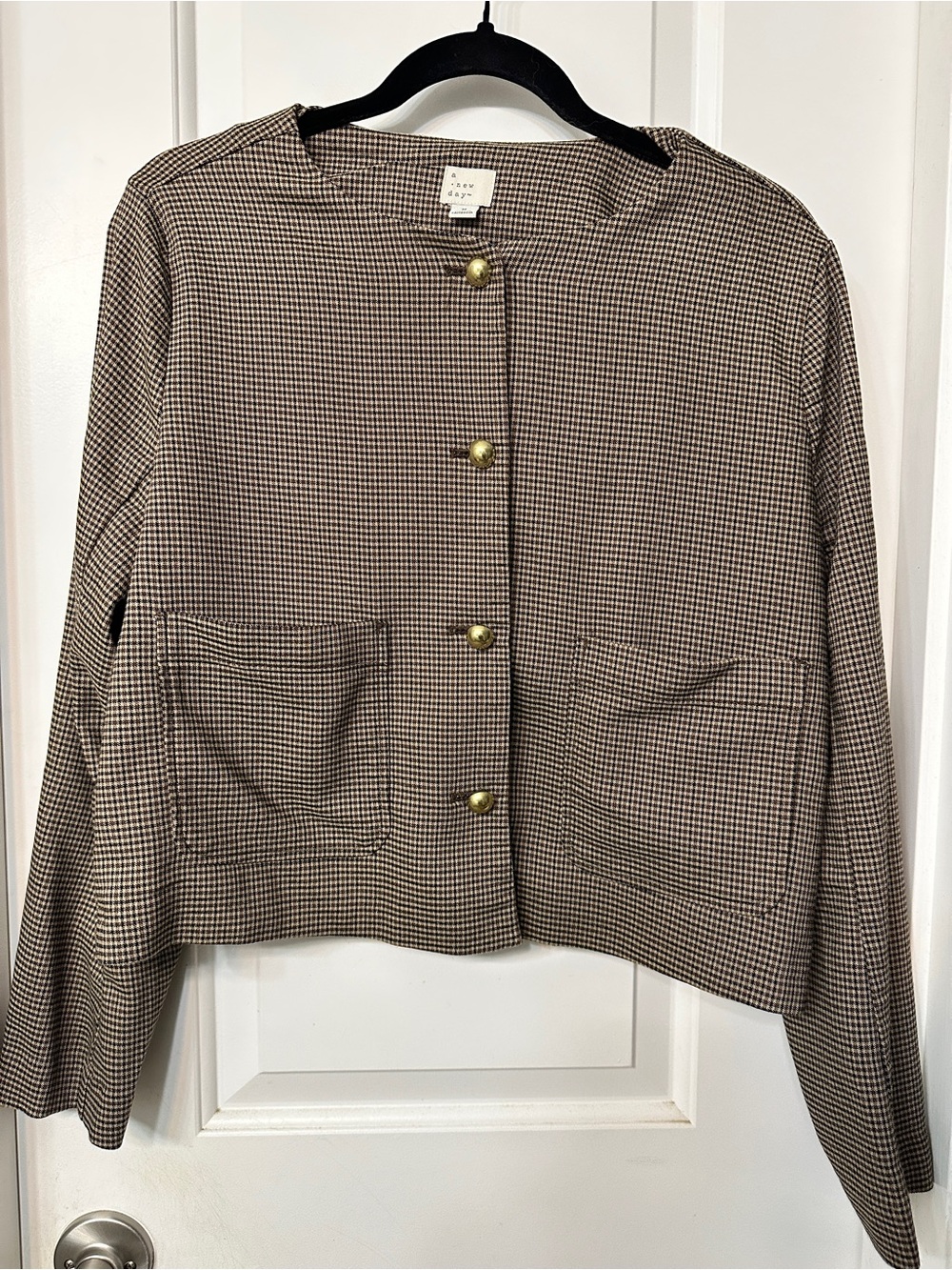 Houndstooth Cropped Blazer